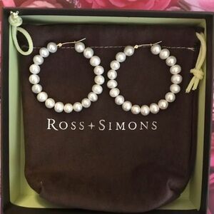 14k Ross-Simons Pearl Hoop Earrings